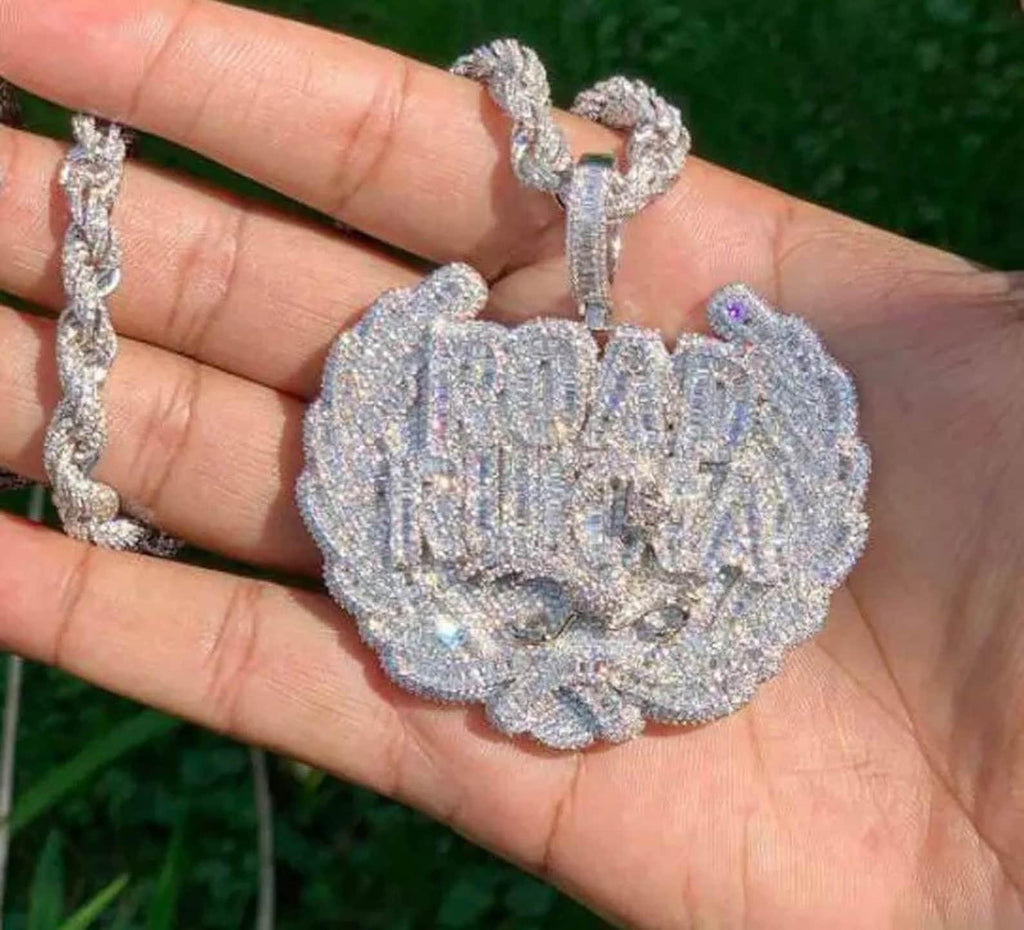 Road Runna Badge Baguette & Round Moissanite Diamond Hip Hop Pendant - JBR Jeweler