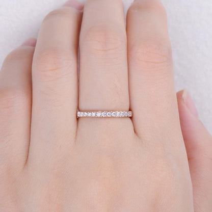 Rose Gold Half Eternity 2mm Wide Stacking Moissanite Wedding Band Gift For Her - JBR Jeweler