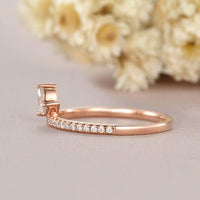 Rose Gold Marquise Cut Cluster Tear Drop Half Eternity Moissanite Wedding Band Gift For Her - JBR Jeweler