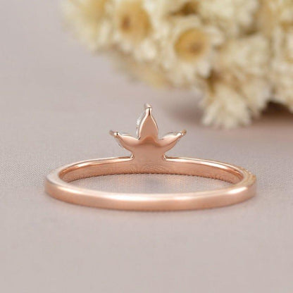 Rose Gold Marquise Cut Cluster Tear Drop Half Eternity Moissanite Wedding Band Gift For Her - JBR Jeweler