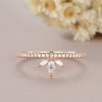 Rose Gold Marquise Cut Cluster Tear Drop Half Eternity Moissanite Wedding Band Gift For Her - JBR Jeweler