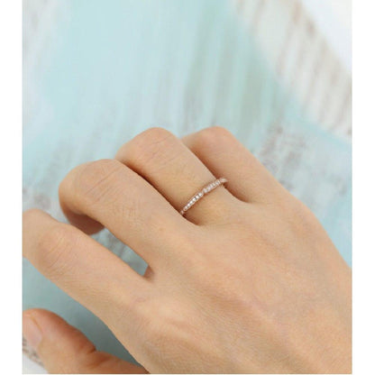 Rose Gold Vintage Stacking Matching Ring full Eternity Moissanite Promise Band - JBR Jeweler