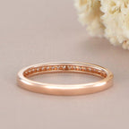 Rose Gold Woman Half Eternity Diamond Art Deco Matching Band Milgrain Dainty Wedding Band - JBR Jeweler