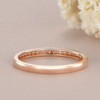 Rose Gold Woman Half Eternity Diamond Art Deco Matching Band Milgrain Dainty Wedding Band - JBR Jeweler