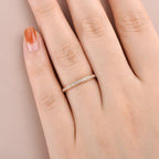 Rose Gold Woman Half Eternity Diamond Art Deco Matching Band Milgrain Dainty Wedding Band - JBR Jeweler
