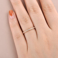 Rose Gold Woman Half Eternity Diamond Art Deco Matching Band Milgrain Dainty Wedding Band - JBR Jeweler