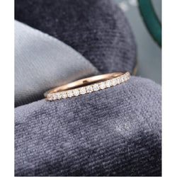 JBR Jeweler Moissanite Wedding Ring 3 US / 10K Gold Rose Gold Women Half Eternity Solid 14K gold Unique Moissanite Wedding Band