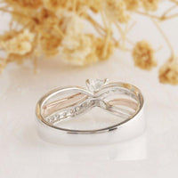 JBR Jeweler Moissanite Engagement Ring Round Cut 0.5ct Moissanite Ring, 14k Two Tone Gold Engagement Ring