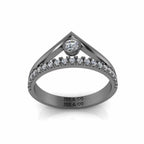 Round Cut Bezel Set V Shape Sterling Silver Ring - JBR Jeweler