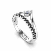 Round Cut Bezel Set V Shape Sterling Silver Ring - JBR Jeweler