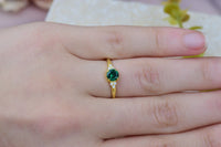 Round Cut Emerald Engagement 14K Gold Dainty Wedding Anniversary Ring Mothers Day Gift - JBR Jeweler