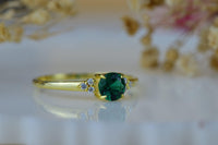 Round Cut Emerald Engagement 14K Gold Dainty Wedding Anniversary Ring Mothers Day Gift - JBR Jeweler