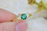 Round Cut Emerald Engagement 14K Gold Dainty Wedding Anniversary Ring Mothers Day Gift - JBR Jeweler