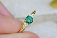 Round Cut Emerald Engagement 14K Gold Dainty Wedding Anniversary Ring Mothers Day Gift - JBR Jeweler