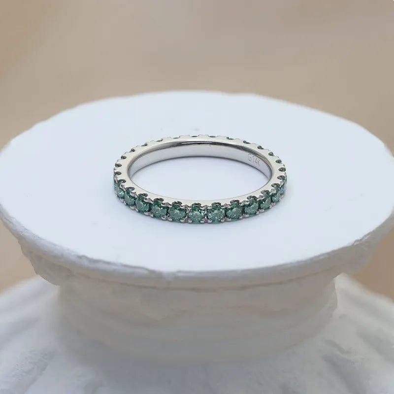 Round Cut Green Lab Grown-CVD Diamond Full Stacking Wedding Band - JBR Jeweler