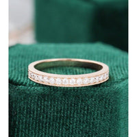 Round Cut Half Eternity Rose Gold Moissanite Wedding Band Gift For Women - JBR Jeweler