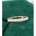Round Cut Half Eternity Rose Gold Moissanite Wedding Band Gift For Women - JBR Jeweler
