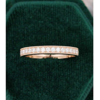 Round Cut Half Eternity Rose Gold Moissanite Wedding Band Gift For Women - JBR Jeweler