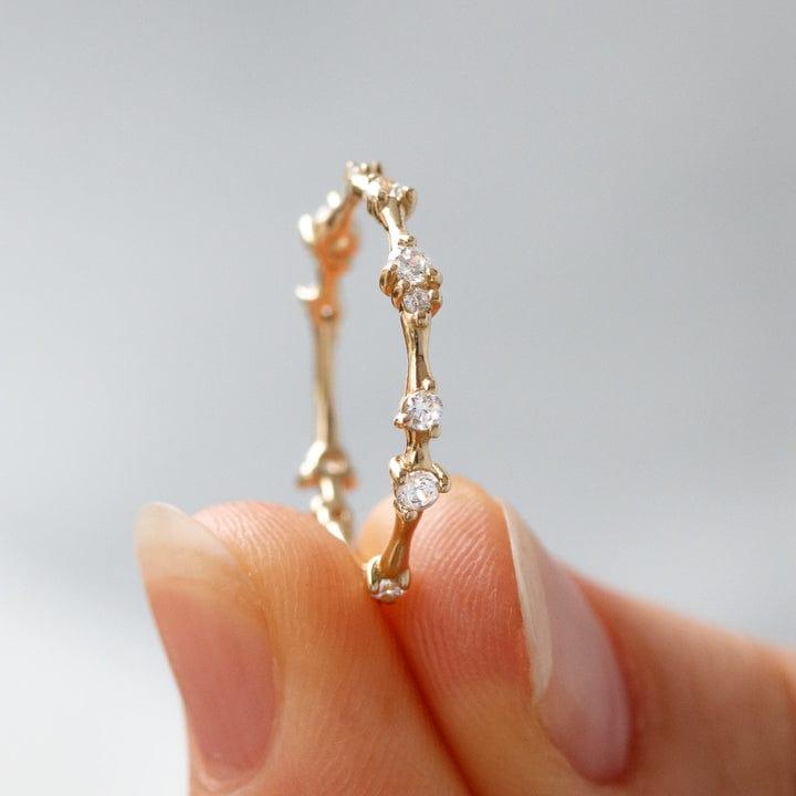 Round Cut Lab Grown-CVD Diamond Bone Design Wedding Band - JBR Jeweler