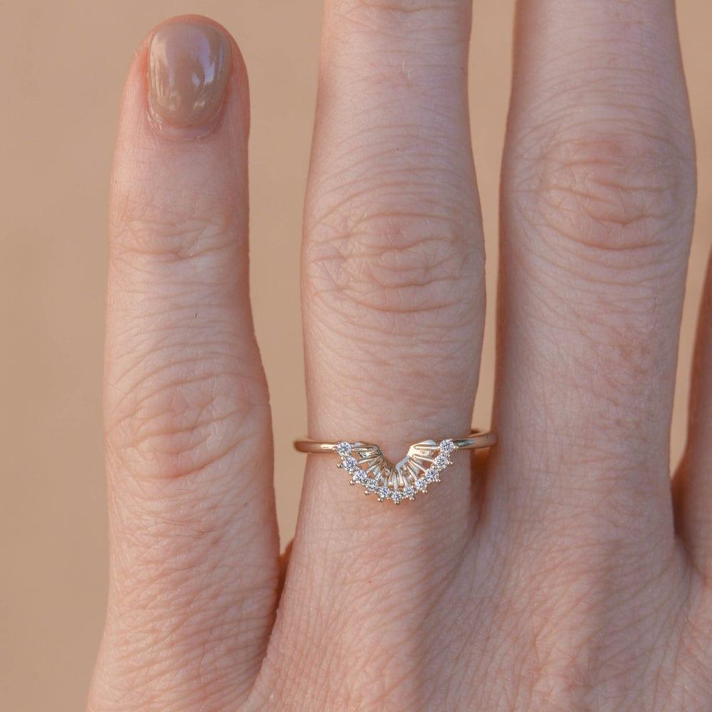 Round Cut Lab Grown-CVD Diamond Curved Wedding Band - JBR Jeweler