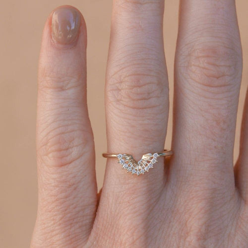 Round Cut Lab Grown-CVD Diamond Curved Wedding Band - JBR Jeweler