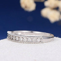 JBR Jeweler Lab Grown Wedding Ring Round Cut Lab Grown-CVD Diamond Milgrain Bead Wedding Band