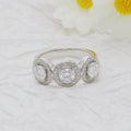 Round Cut Lab Grown-CVD Diamond Three Stone Halo Engagement Ring - JBR Jeweler