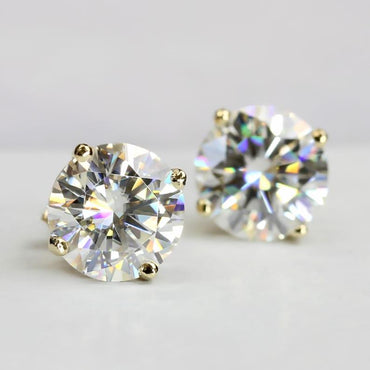 Round Cut Lab Grown Diamond Four Prong Screw Back Earring - JBR Jeweler