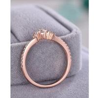 Round Cut Moissanite Curved Rose Gold Stacking Wedding Matching Bridal Band For Her - JBR Jeweler