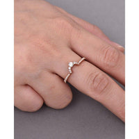 Round Cut Moissanite Curved Rose Gold Stacking Wedding Matching Bridal Band For Her - JBR Jeweler