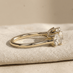 Round moissanite ring side view