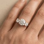 Elegant three moissanite ring for anniversary gift
