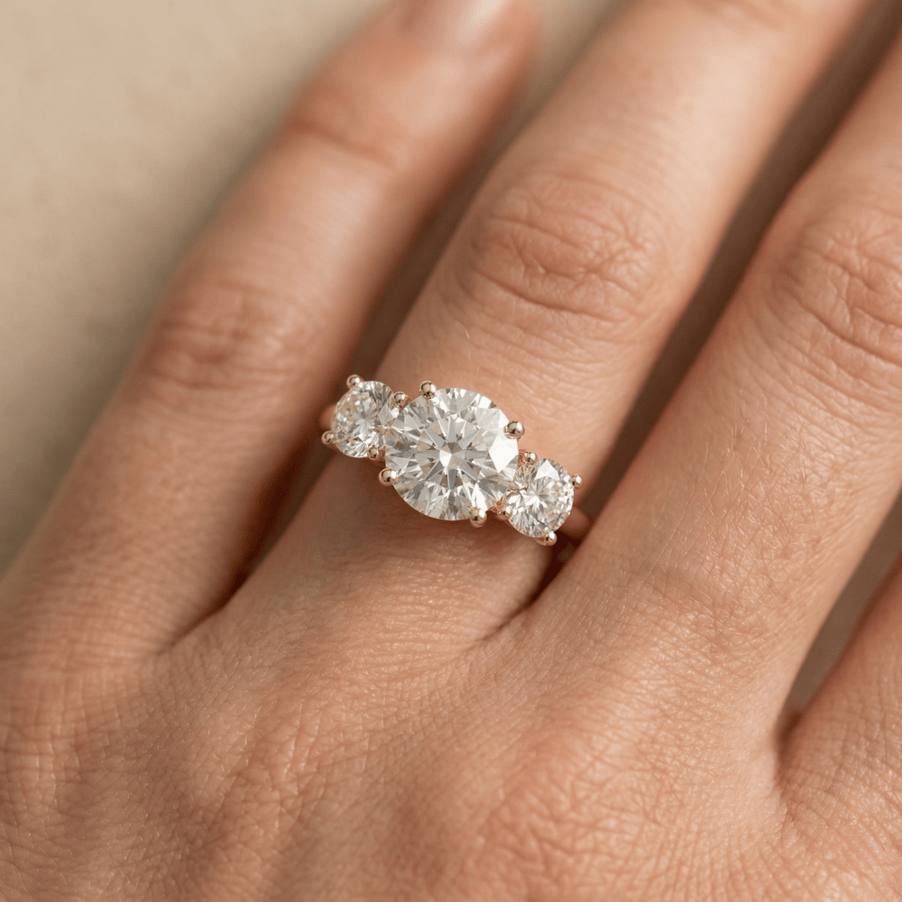 Elegant three moissanite ring for anniversary gift