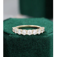 Round Cut Moissanite Yellow Gold Half Eternity Wedding Band Matching Bridal Gift - JBR Jeweler