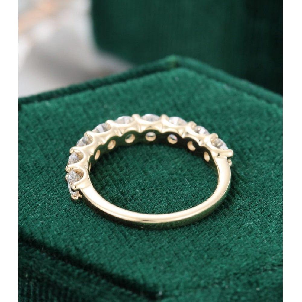 Round Cut Moissanite Yellow Gold Half Eternity Wedding Band Matching Bridal Gift - JBR Jeweler