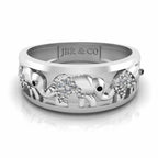 Round Cut Sterling Silver Good Luck Elephant Ring - JBR Jeweler