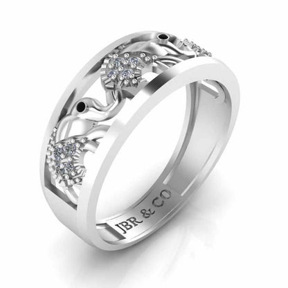 JBR Jeweler Silver Ring Round Cut Sterling Silver Good Luck Elephant Ring