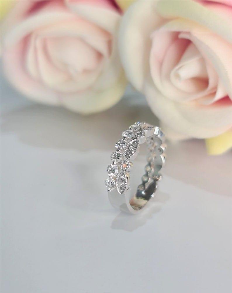 Round Cut Vintage CVD Lab-Grown Diamond Stackable Eternity Ring - JBR Jeweler