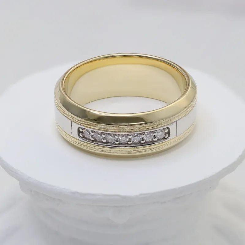 JBR Jeweler Lab Grown Wedding Ring Round Lab Grown-CVD Diamond Two Tone Wedding Band