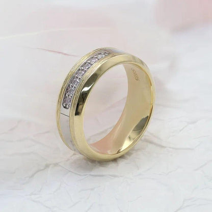 JBR Jeweler Lab Grown Wedding Ring Round Lab Grown-CVD Diamond Two Tone Wedding Band