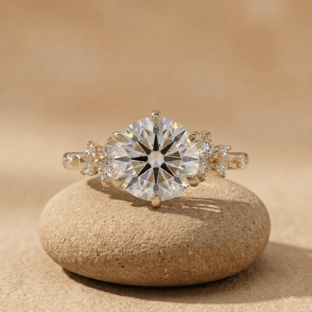 Round moissanite cluster wedding ring for women