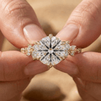 Round moissanite cluster bridal ring for women