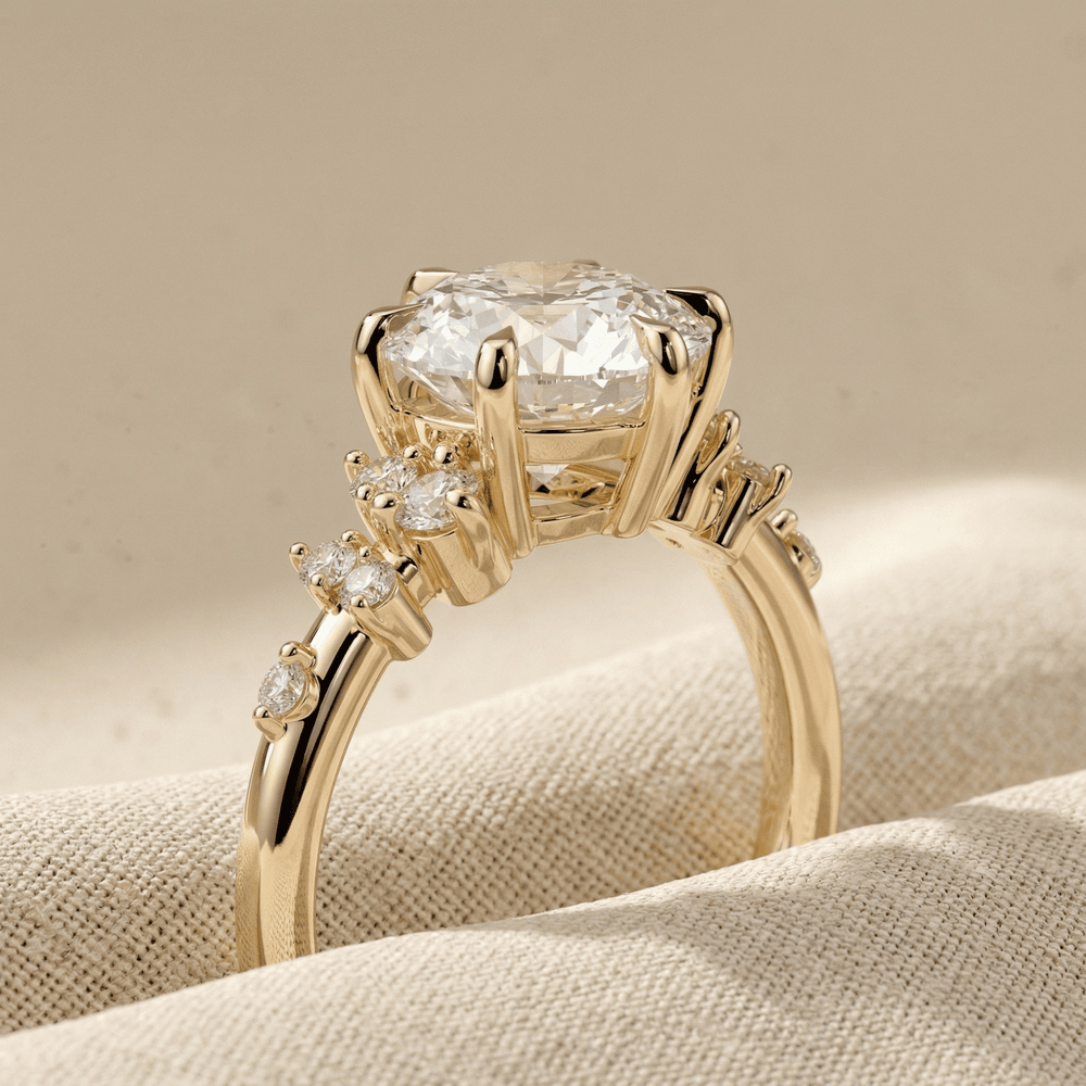 Round moissanite cluster bridal ring for women