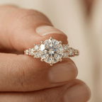 Sparkling round moissanite cluster ring for her
