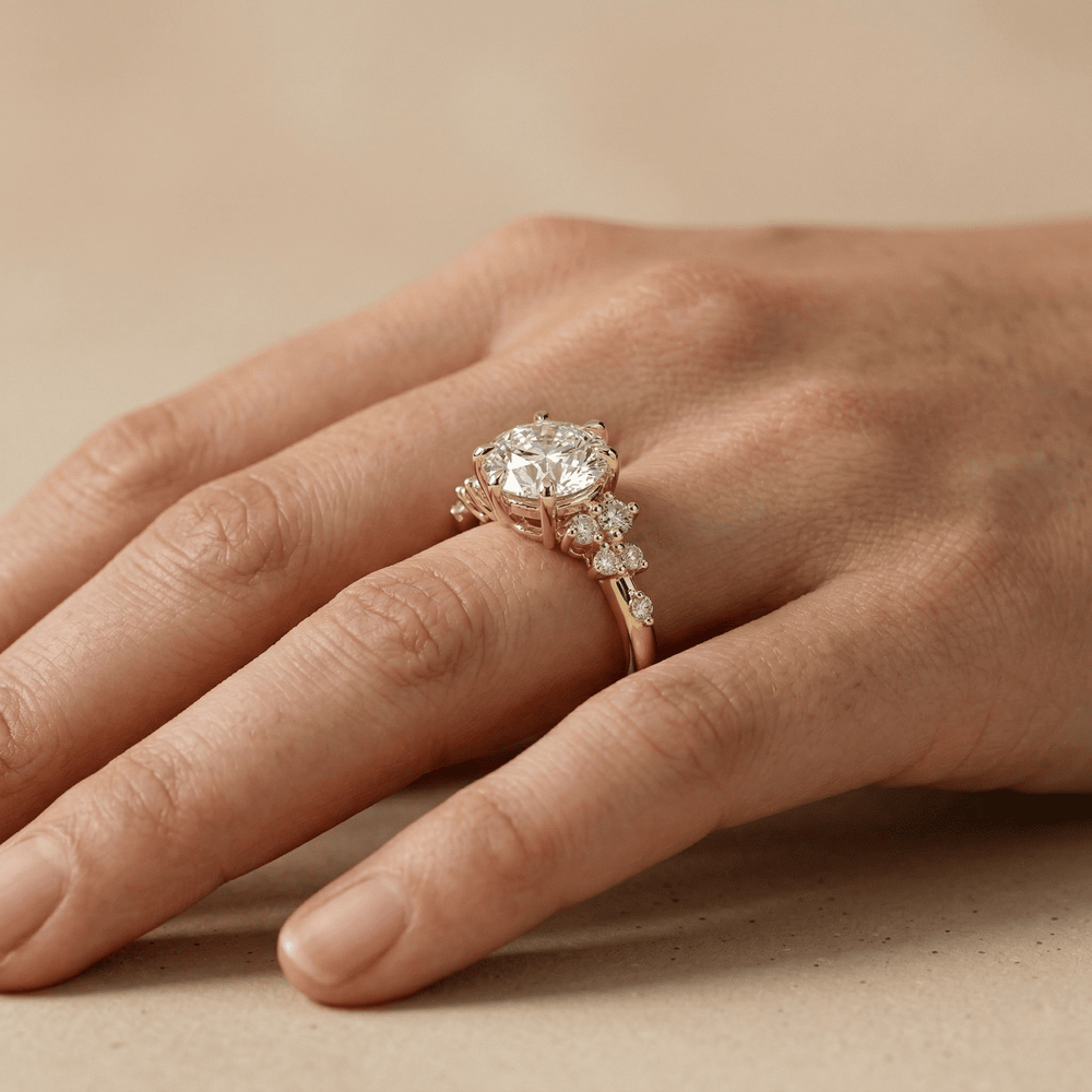 Round moissanite cluster promise ring for women