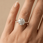 Yellow gold hidden halo moissanite wedding ring