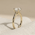 Round moissanite hidden halo bridal ring for women