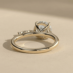 Round cut moissanite ring with hidden halo detail