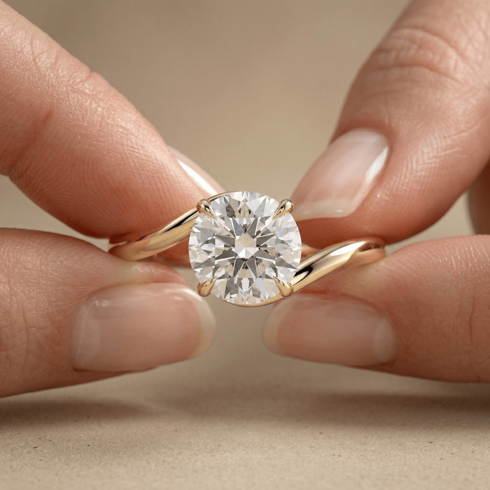 Solid 14K gold solitaire moissanite ring for women
