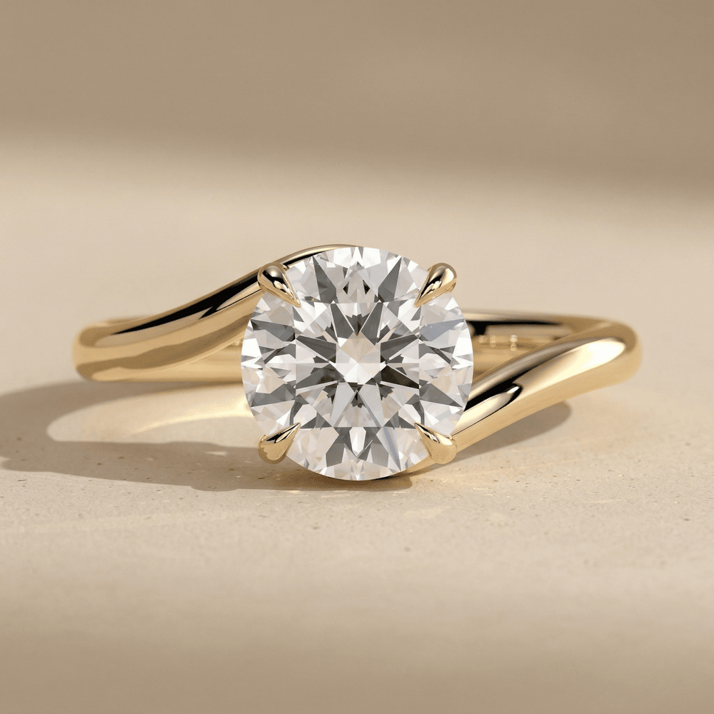 Minimalist round moissanite wedding ring in gold